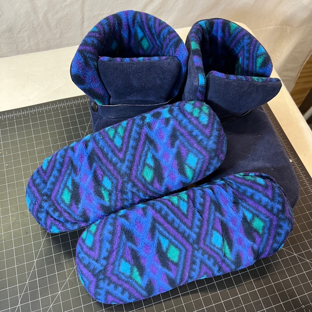 GUC LLBean navy suede unisex slippers with removable insoles. - Picture 2 of 6